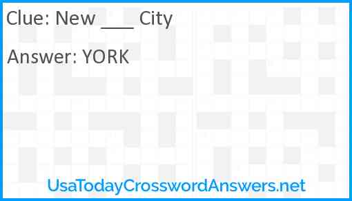 New ___ City Answer