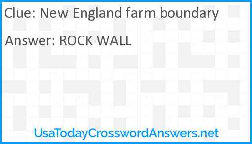 New England farm boundary Answer