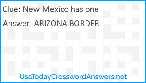 New Mexico has one Answer
