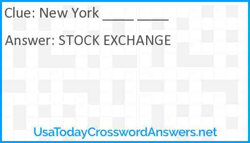 New York ____ ____ Answer