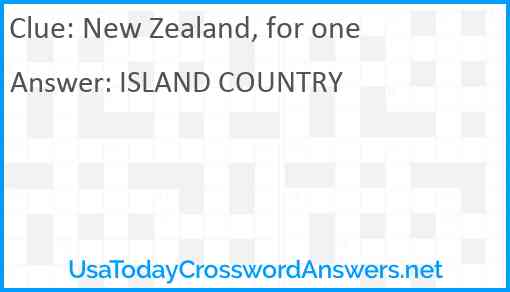 New Zealand, for one Answer