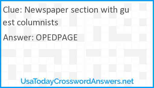 Newspaper section with guest columnists Answer