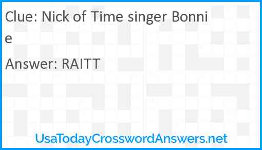 Nick of Time singer Bonnie Answer