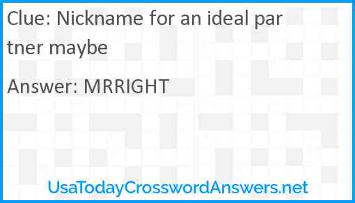 Nickname for an ideal partner maybe Answer