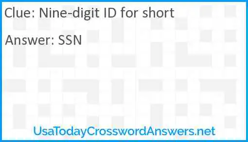 Nine-digit ID for short Answer
