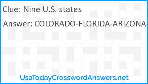 Nine U.S. states Answer