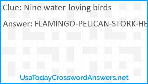 Nine water-loving birds Answer