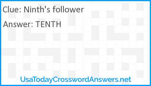 Ninth's follower Answer
