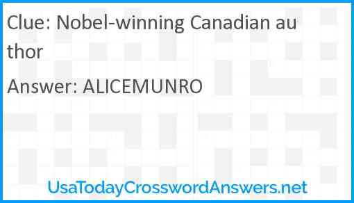 Nobel-winning Canadian author Answer