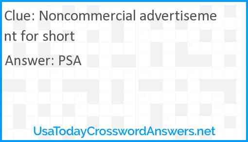 Noncommercial advertisement for short Answer