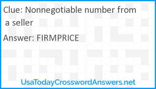 Nonnegotiable number from a seller Answer