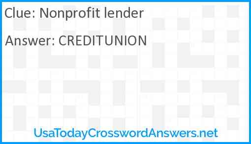 Nonprofit lender Answer