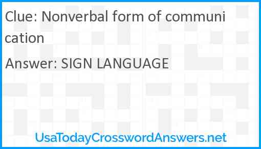 Nonverbal form of communication Answer