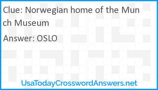 Norwegian home of the Munch Museum Answer