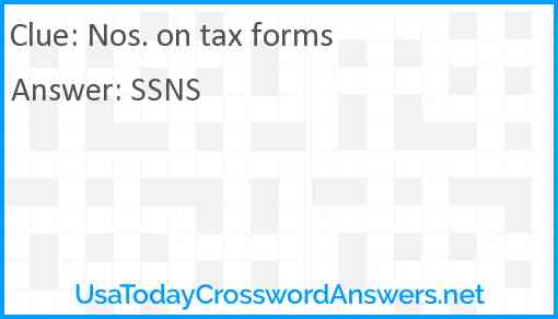 Nos. on tax forms Answer