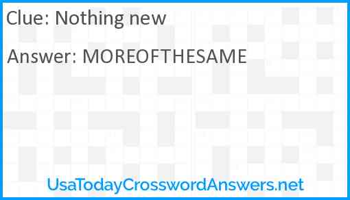 Nothing new Answer