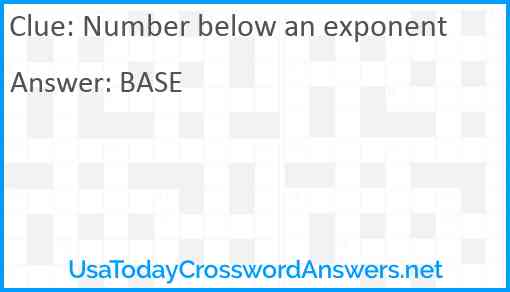 Number below an exponent Answer