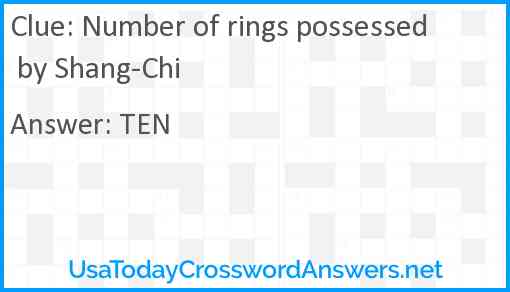 Number of rings possessed by Shang-Chi Answer