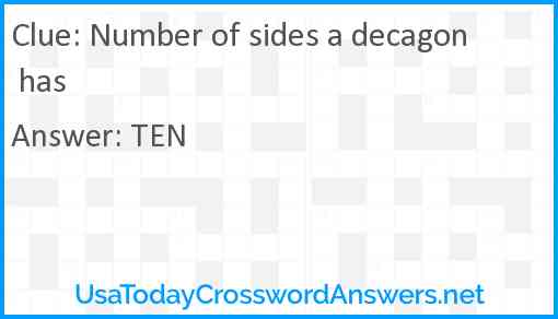 Number of sides a decagon has Answer