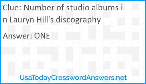 Number of studio albums in Lauryn Hill's discography Answer