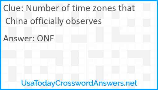 Number of time zones that China officially observes Answer