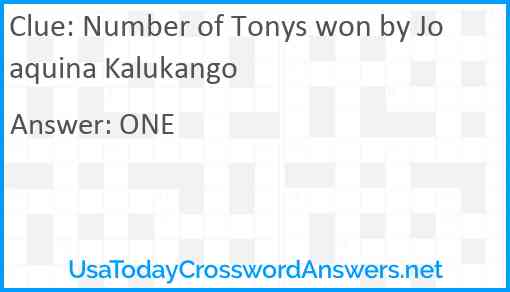 Number of Tonys won by Joaquina Kalukango Answer