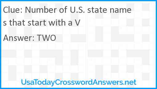 Number of U.S. state names that start with a V Answer