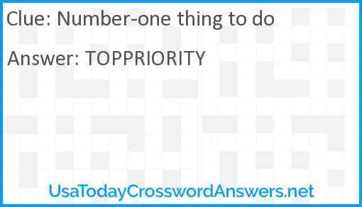 Number-one thing to do Answer