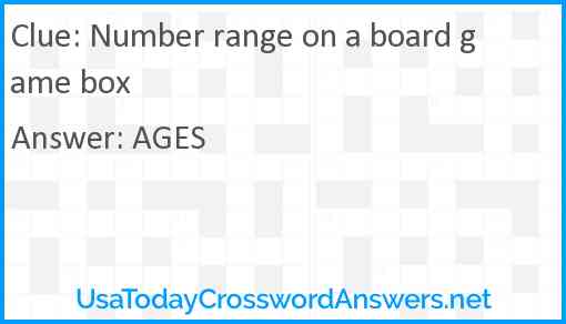 Number range on a board game box Answer