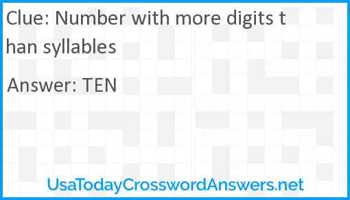 Number with more digits than syllables Answer