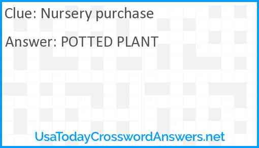 Nursery purchase Answer