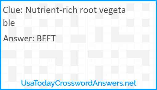 Nutrient-rich root vegetable Answer