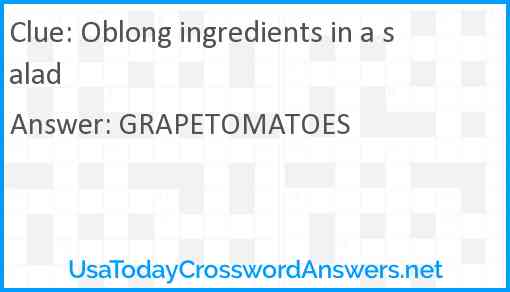 Oblong ingredients in a salad Answer