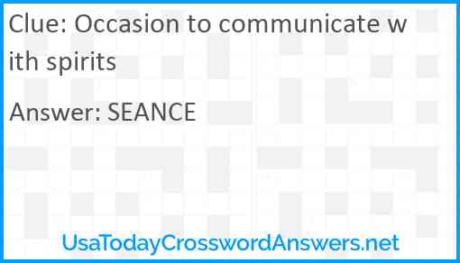 Occasion to communicate with spirits Answer
