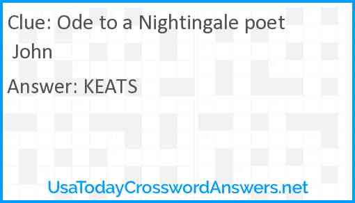 Ode to a Nightingale poet John Answer