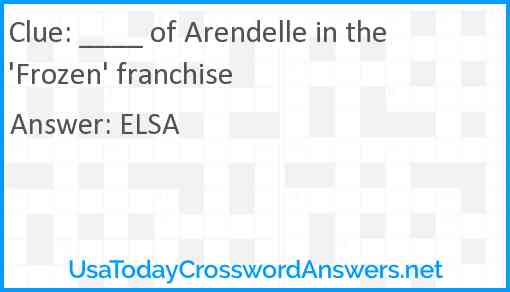 ____ of Arendelle in the 'Frozen' franchise Answer