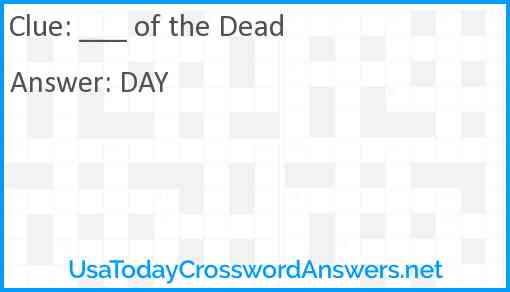 ___ of the Dead Answer
