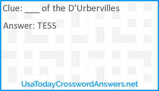 ___ of the d'Urbervilles Answer