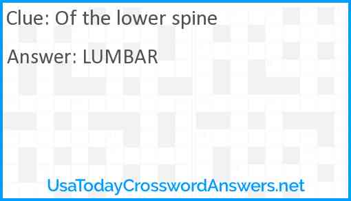 Of the lower spine Answer