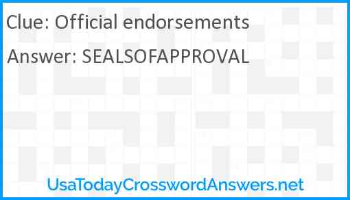 Official endorsements Answer