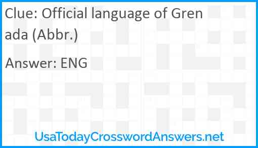 Official language of Grenada (Abbr.) Answer