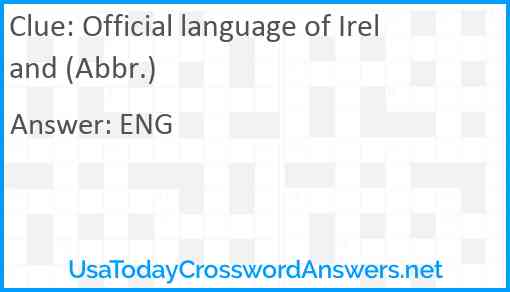 Official language of Ireland (Abbr.) Answer