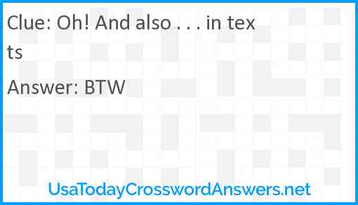 Oh! And also . . . in texts Answer