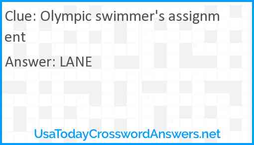 Olympic swimmer's assignment Answer