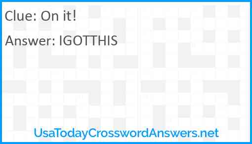 On it! Answer