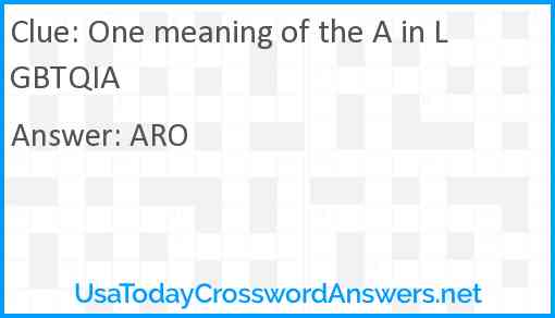 One meaning of the A in LGBTQIA Answer