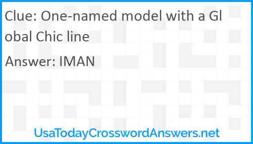 One-named model with a Global Chic line Answer