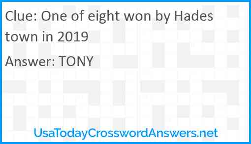 One of eight won by Hadestown in 2019 Answer