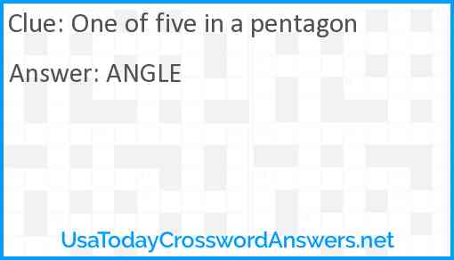One of five in a pentagon Answer