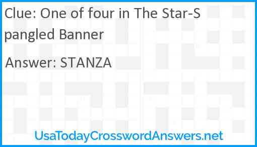 One of four in The Star-Spangled Banner Answer